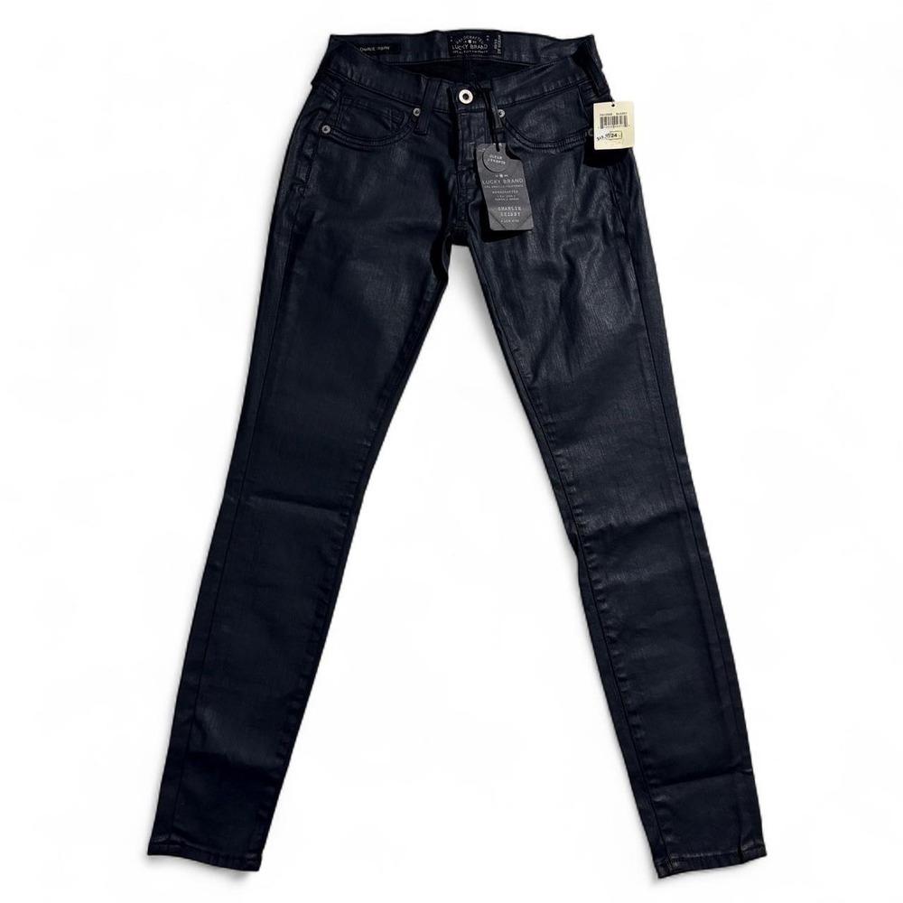 Lucky Brand Charlie Luxe Skinny Jeans Black Low Rise 00/24 7W12548